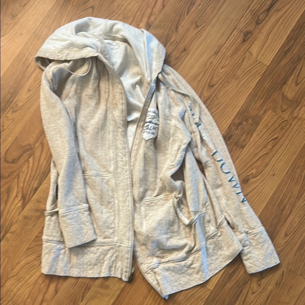 Beige Hooded Zip-Up Jacket